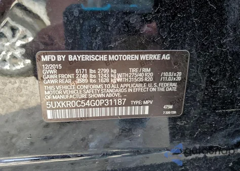 2016 BMW X5 xDrive35I z USA, uszkodzony, nr VIN 5UXKR0C54G0P31187